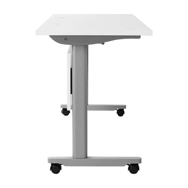 Emma and Oliver Heavy-Duty Flip Top Training Table with Nesting Design, Privacy Panel, T-Legs, Tabletop, Metal Frame