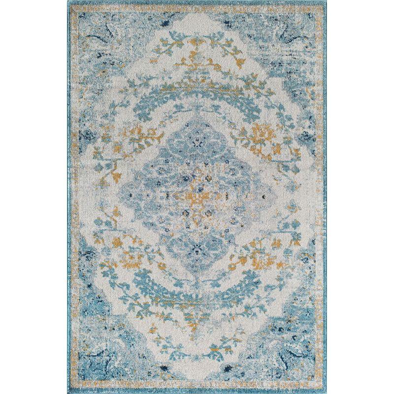 Rugs America Harper HY50C Fresh Chicory Transitional Vintage Ivory Area Rug for Dining Room Rug Neutral Rug Living Room Rug Kitchen, 2'6"x4'