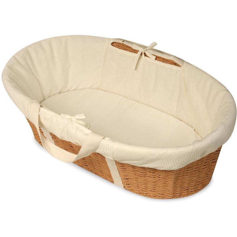 Wicker-Look Woven Baby Moses Changing Basket - Natural/Ecru