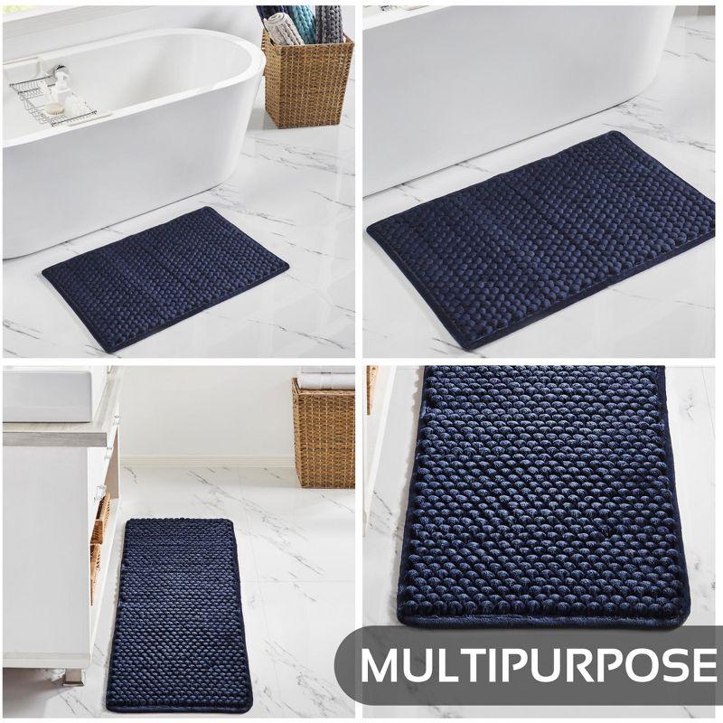 Alma Navy Handwoven Cotton Polyester Bath Rug