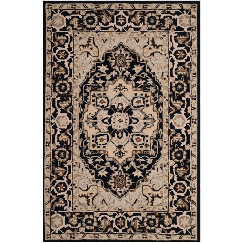 Chelsea HK709 Hand Hooked Area Rug - Black/Natural - 3'9"x5'9" - Safavieh.