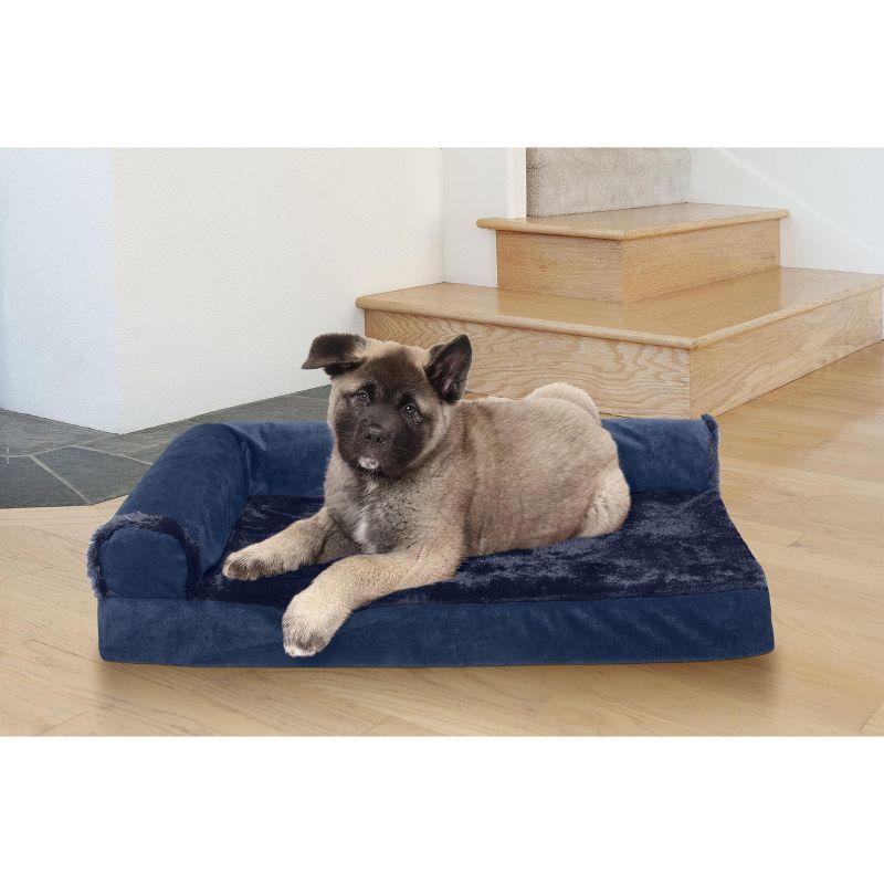 FurHaven Plush & Velvet Deluxe L-Chaise Orthopedic Pet Bed