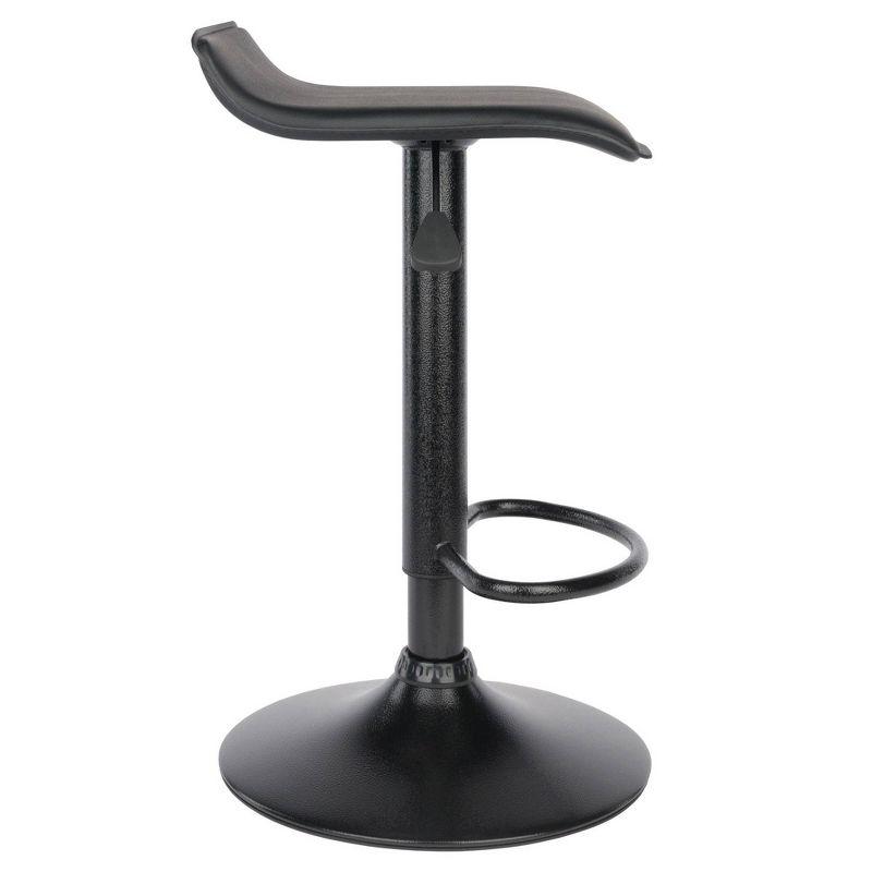 Set of 2 Obsidian Adjustable Swivel Air Lift Stool Black - Winsome: Faux Leather, Metal Frame, 22-30" Height Range