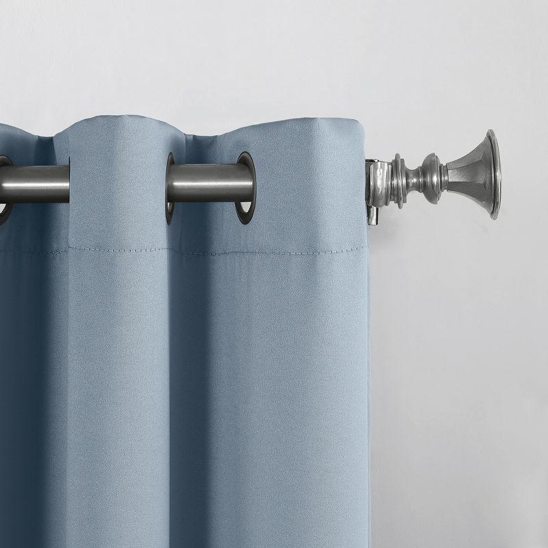 54"x63" Sun Zero Room Darkening Seymour Grommet Curtain Panel Vintage Blue: Modern Thermal Insulated, Noise Reduction
