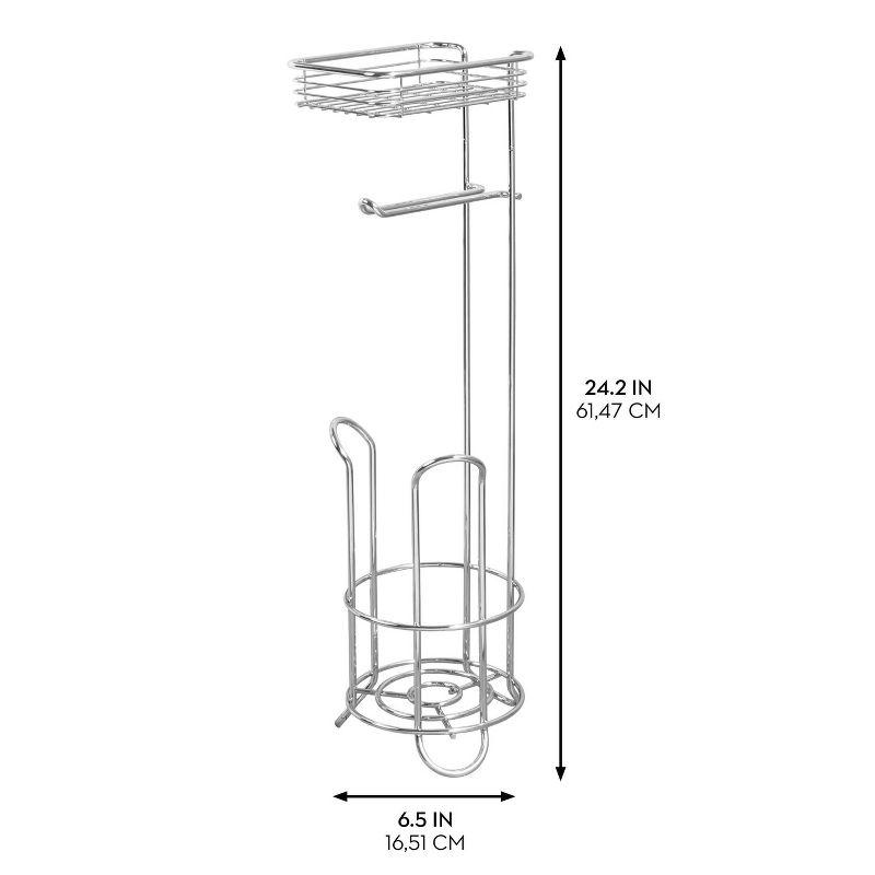 Chrome Free Standing Toilet Paper Holder with Shelf