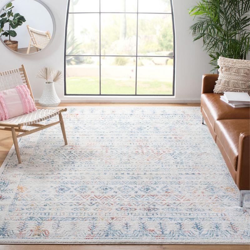 Ivory Rectangular 8' x 10' Stain-Resistant Synthetic Area Rug