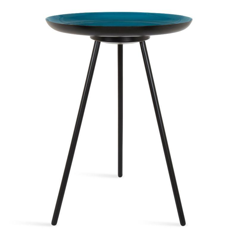 Laranya Round Teal and Gold Metal Side Table