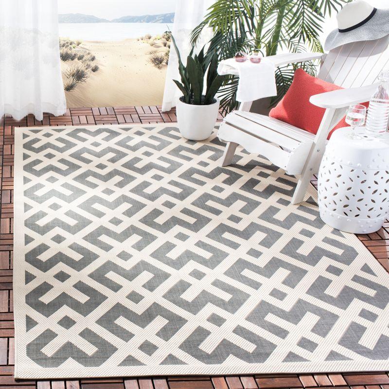 Courtyard CY6915 Power Loomed Indoor and Outdoor Area Rug - Grey/Bone - 5'3"x5'3" - Safavieh