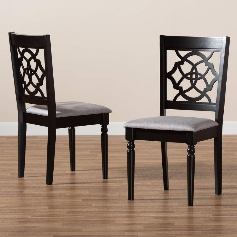 Set of 2 Renaud Dining Chair Gray/Dark Brown - Baxton Studio