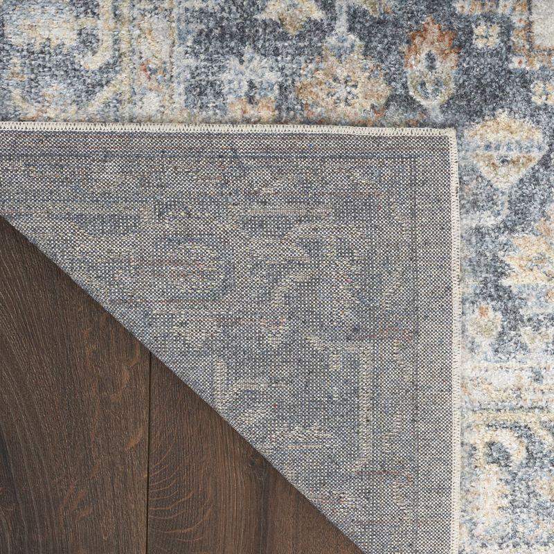 Grey and Gold 4' x 6' Medallion Washable Area Rug