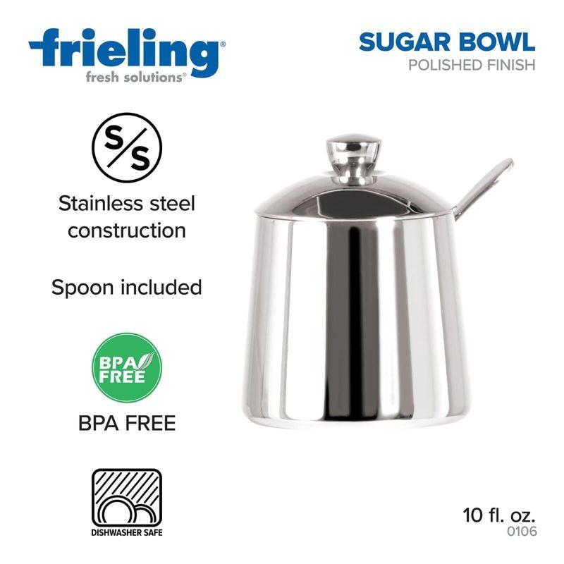 Frieling Sugar bowl /spoon, mirror finish, 10 fl. Oz., Stainless steel