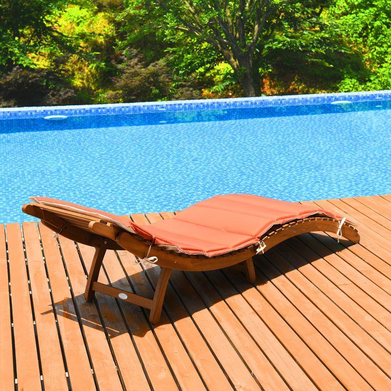 Costway 2 PCS Folding Wooden Lounge Chair Chaise W/ Cushions  Pool Deck