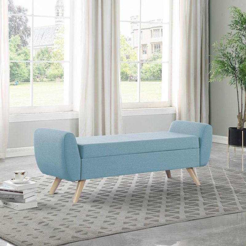 HomePop Modern Boucle Storage Bench with Wood Legs