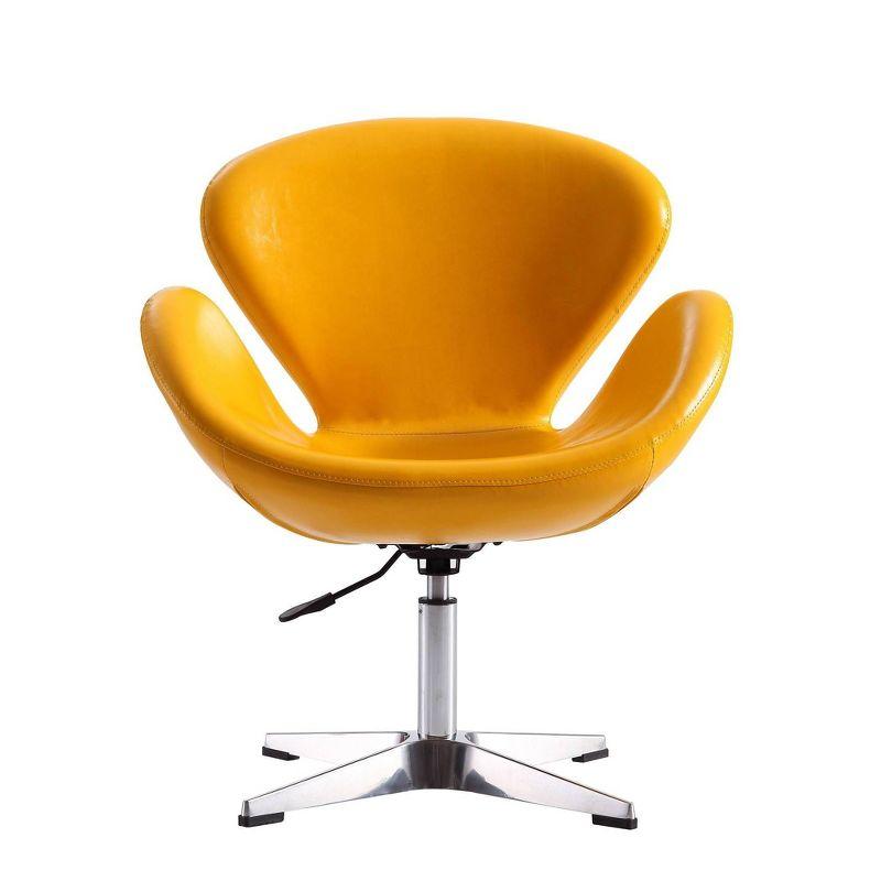 Set of 2 Raspberry Faux Leather Adjustable Swivel Chairs Yellow - Manhattan Comfort