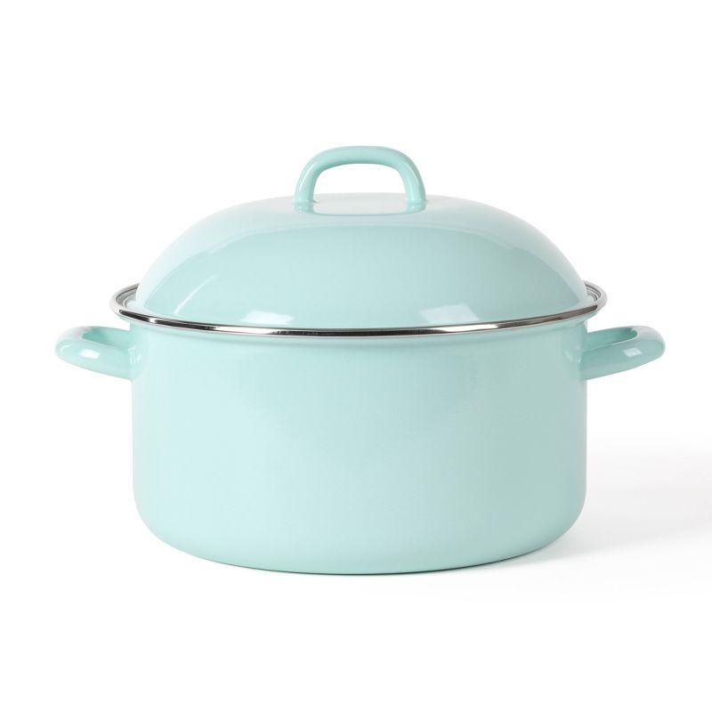 Martha Blue 6.4-Quart Enamel Steel Dutch Oven with Lid