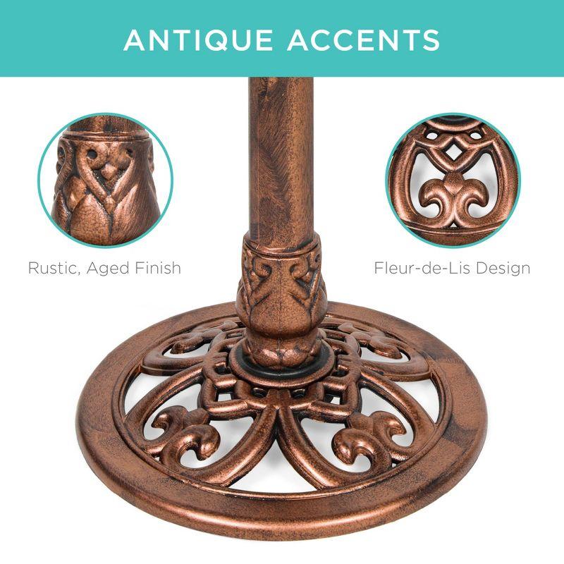 Best Choice Products Outdoor Rustic Pedestal Bird Bath Accent for Garden, Yard w/ Fleur-de-Lis Accents