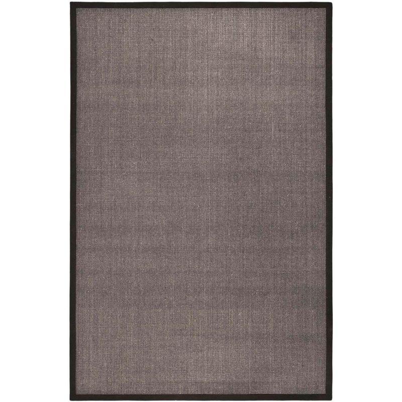 Charcoal and Black Hand-Knotted Wool Area Rug, 5' x 8'