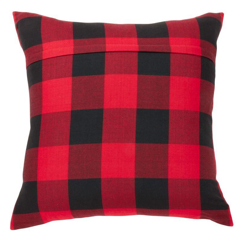 Saro Lifestyle Buffalo Plaid  Decorative Pillow Cover, Red, 28" x 28"