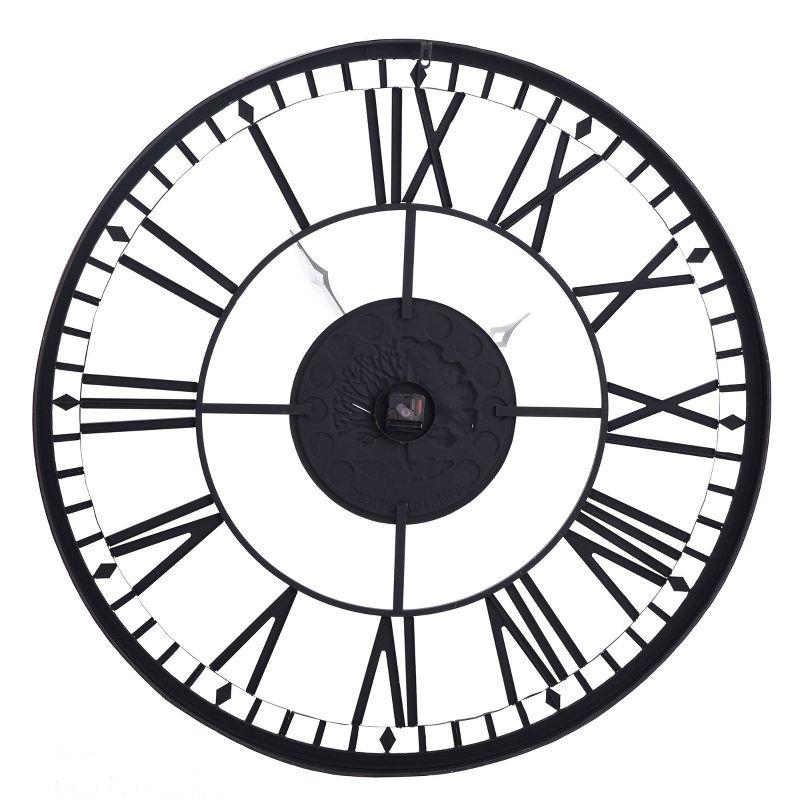 Aged Black Metal Analog Roman Numeral Wall Clock