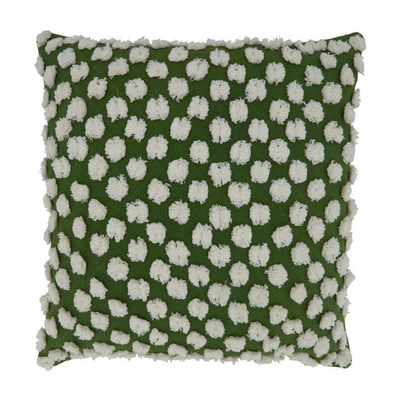 Saro Lifestyle Tufted Pom Pom Pillow - Poly Filled, 20" Square, Green