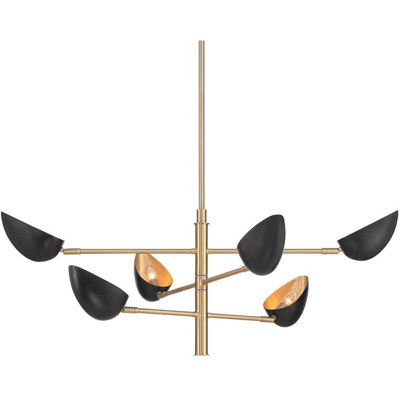 Atherton Black and Gold Mid-Century Modern 6-Light Pendant Chandelier