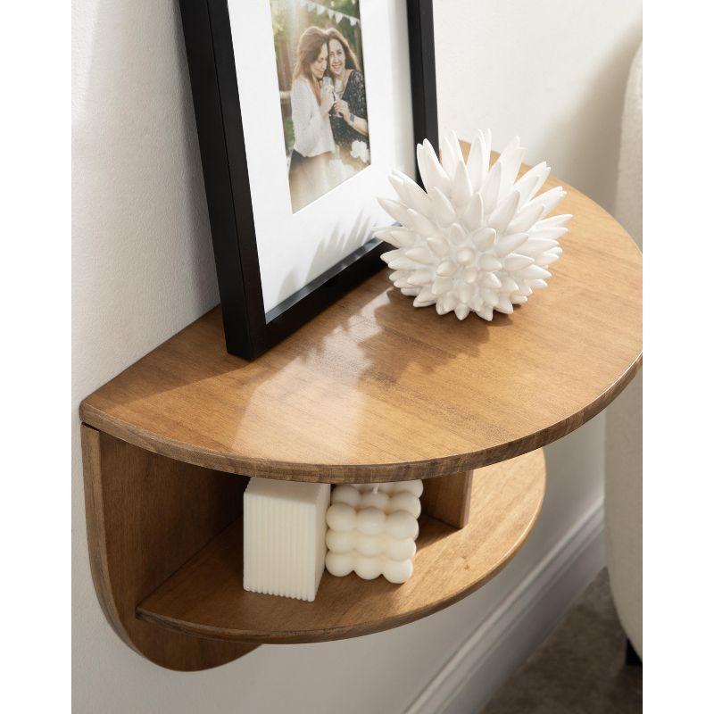 Kate and Laurel Jalla Half Circle Wood Floating Side Table, 18x14, Rustic Brown