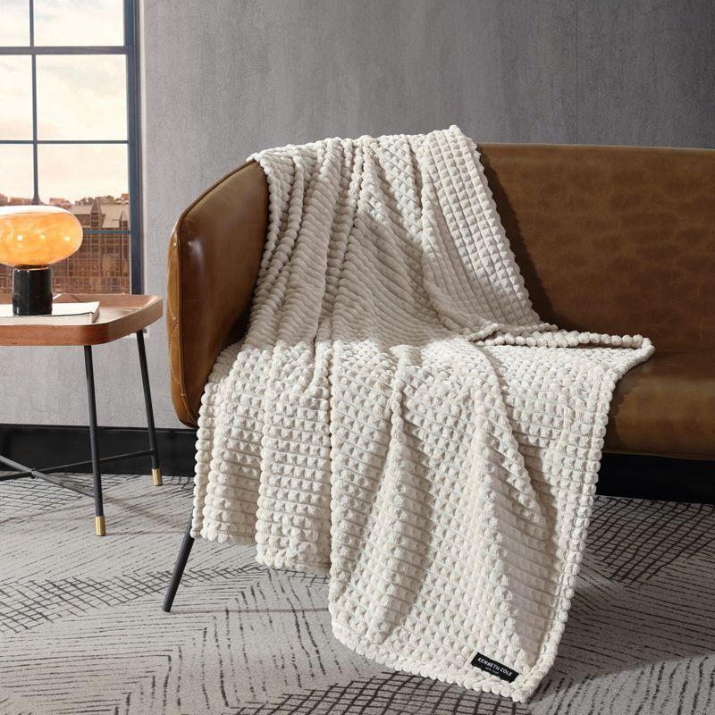 Kenneth Cole Textured Solid Plush Throw Blanket