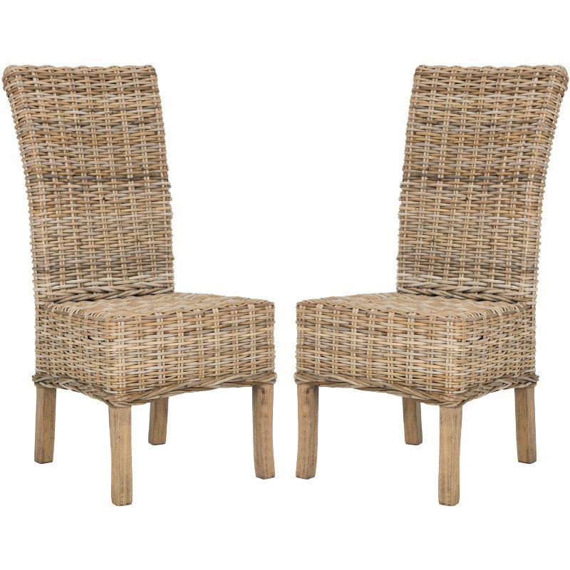 Quaker 19" H Rattan Side Chair (Set of 2) - FOX6521 - Natural Unfinished/Rustic Grey - Safavieh Couture