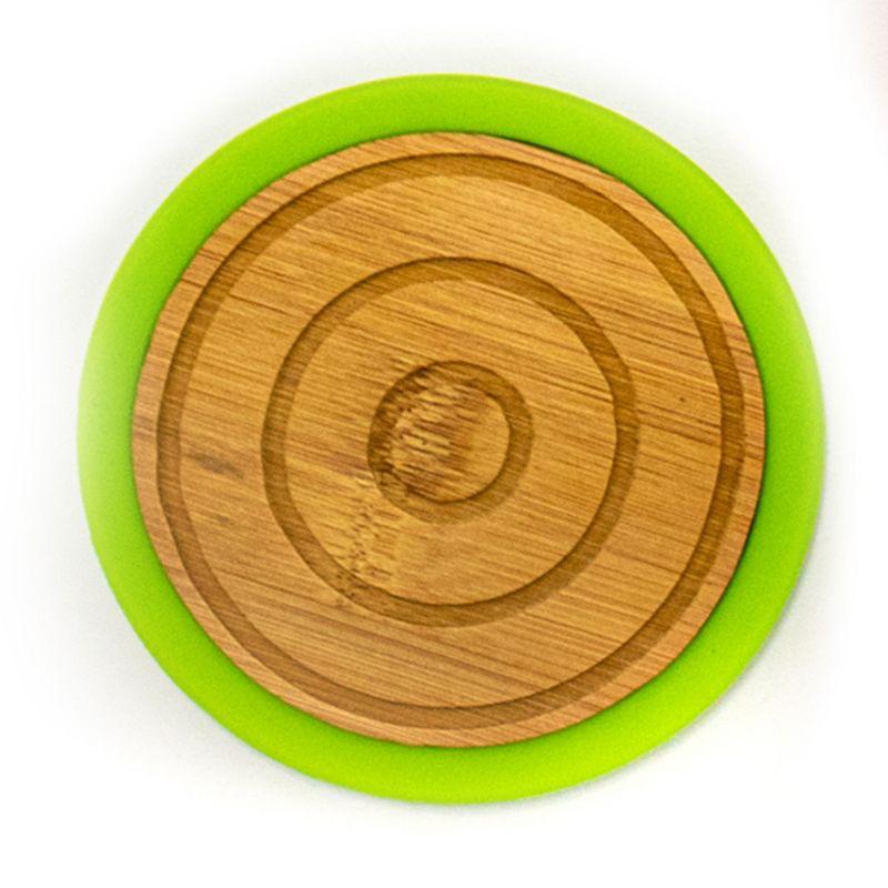 Eco-Friendly Bamboo and Colorful Silicone 6-Piece Coaster Set