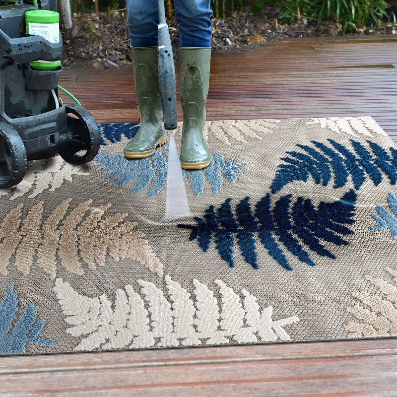 World Rug Gallery Seville Floral Leaves Indoor/Outdoor Area Rug - Blue 7'10" x 10'