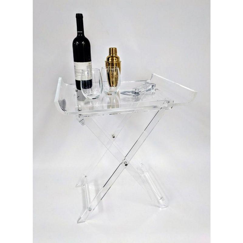 Designstyles Acrylic Foldable Tray Side Table Curved Top , Luxurious Home Decor Essential, Perfect for Convenient Tabletop Space