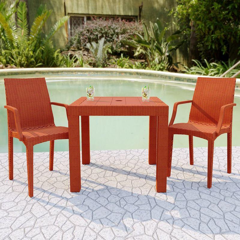 LeisureMod Mace Modern Dining Arm Chair for Indoor and Outdoor Home in Orange
