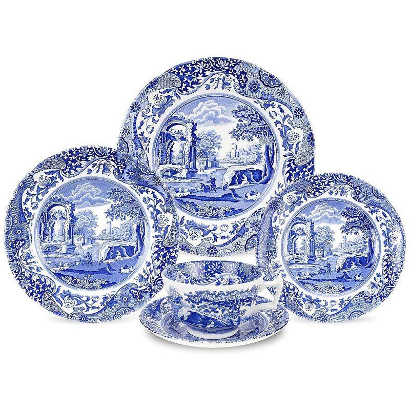 Blue Italian Porcelain 5-Piece Dinnerware Set