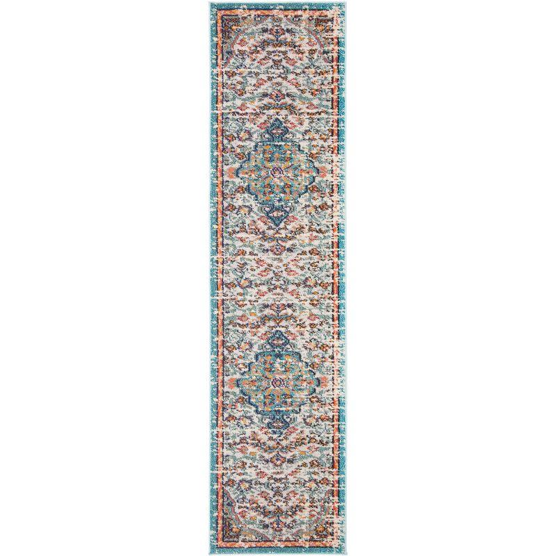 Madison Heirloom Grey/Light Blue Synthetic 2'2" x 6' Runner Rug