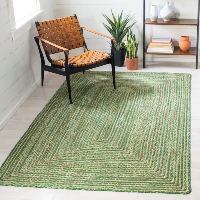 Hand-Knotted Boho-Chic Green/Natural Cotton Area Rug 4' x 6'