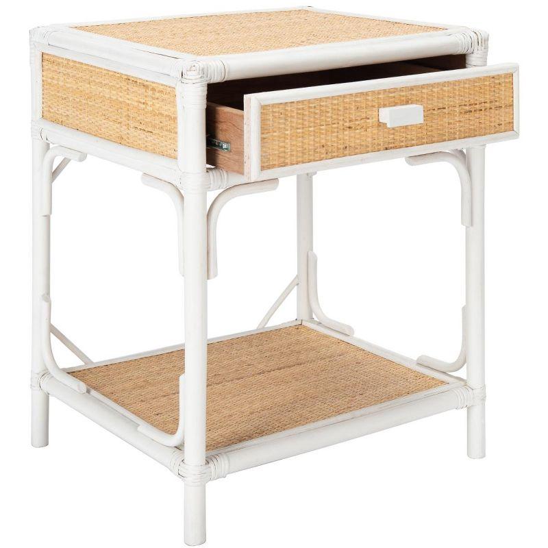 Roya 1 Drawer 1 Shelf Nightstand - NST4005 - White/Natural - Safavieh