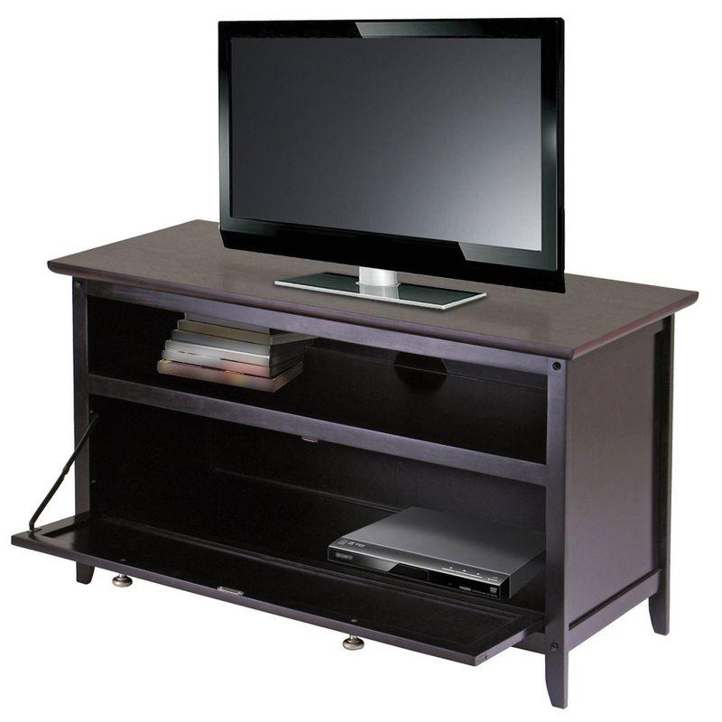Zuri TV Stand for TVs up to 42" Espresso - Winsome: Mid-Century Modern, Wood Veneer, Chrome Hardware
