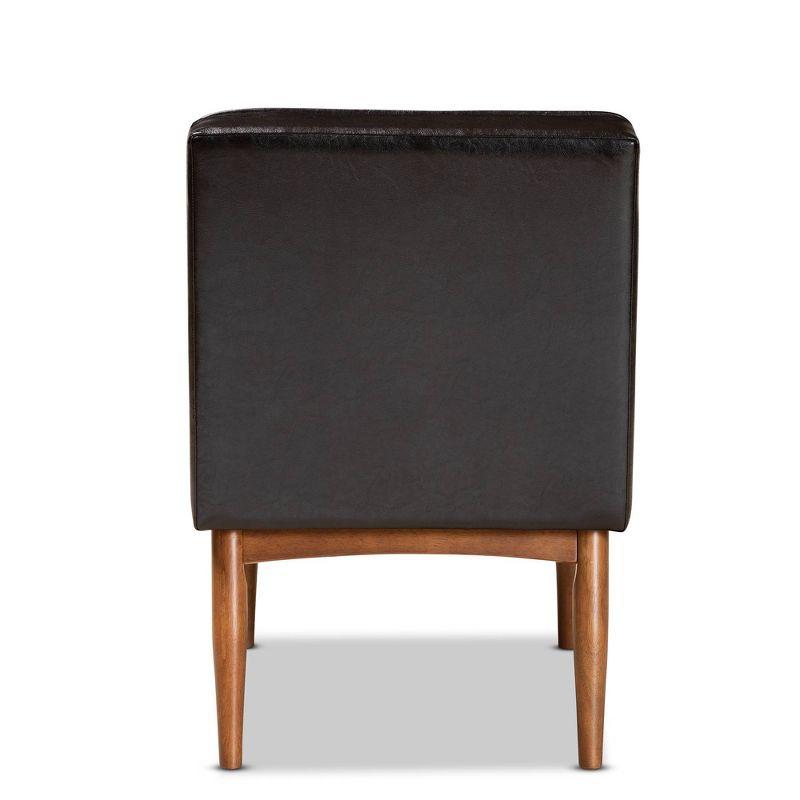Riordan Wood Dining Chair Dark Brown/Walnut Brown - Baxton Studio: Faux Leather Upholstery, Armless Design