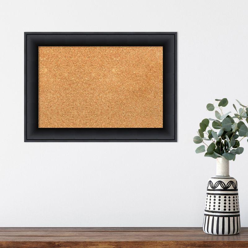 Amanti Art Nero Black Wood Framed Corkboard, Natural Cork