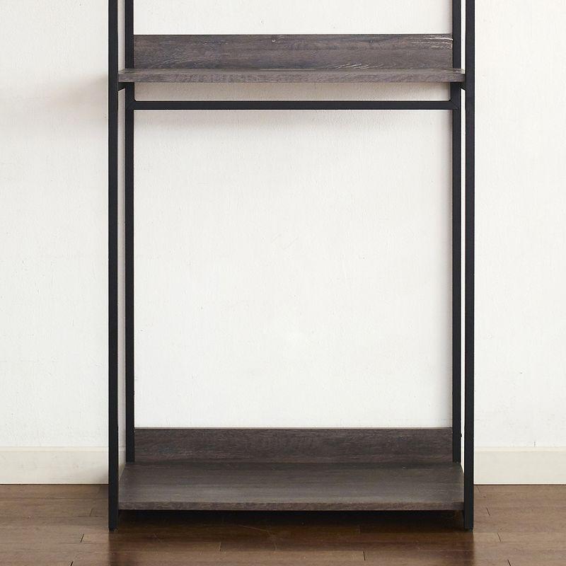AndMakers Monica Farmhouse Industrial Wood Walk-in Closet with Two Shelves in Rustic Gray