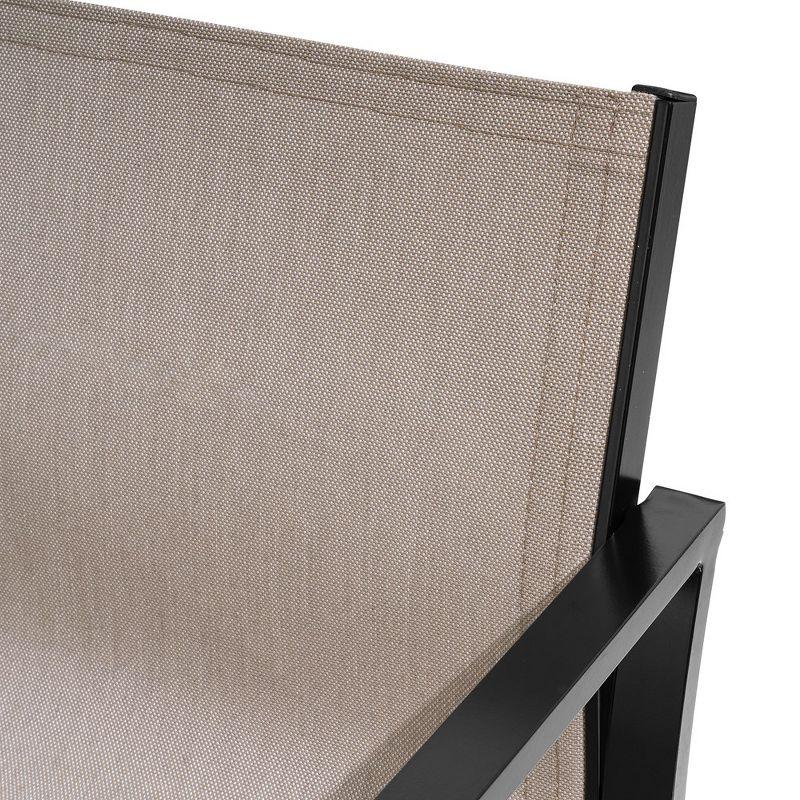 Crestlive Products Sunbrella Outdoor Bar Stool Set of 2 Aluminum Patio Counter Height Barstools Oyster