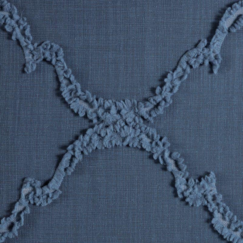 Chanasya 2pk Moroccan Embroidered Grommet Textured Sheer Window Curtain Panels - Set of 2 - 52 x 63 Inches Long - Dark Blue