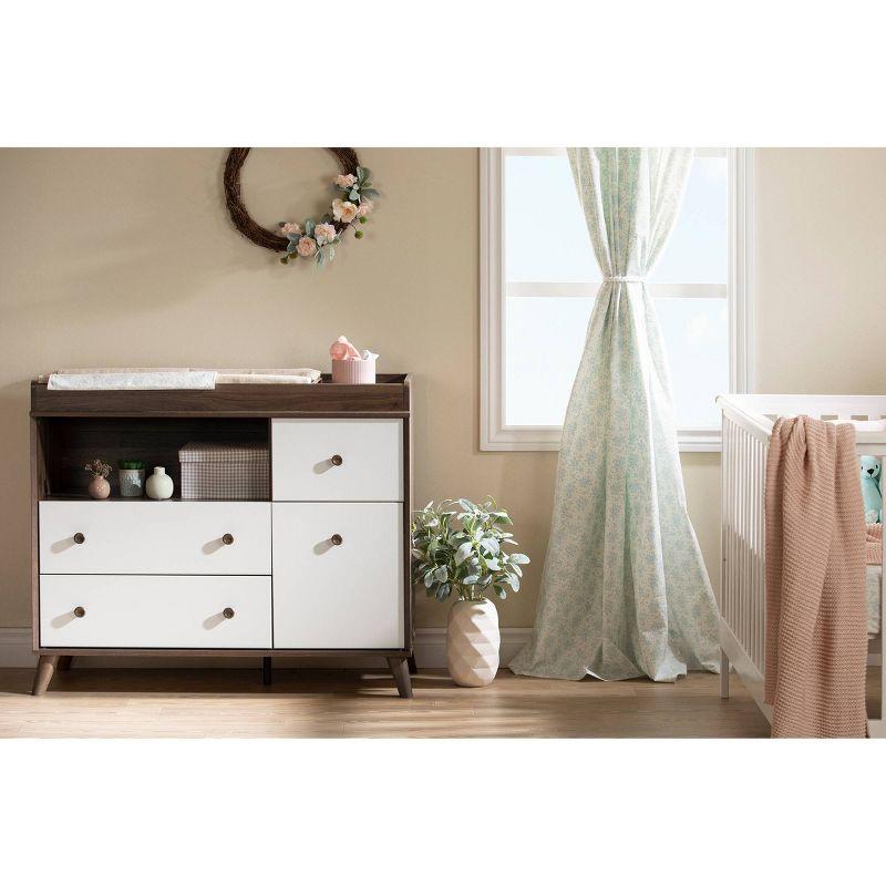 Yodi Changing Table with Drawers - Natural Walnut and Pure White - South Shore