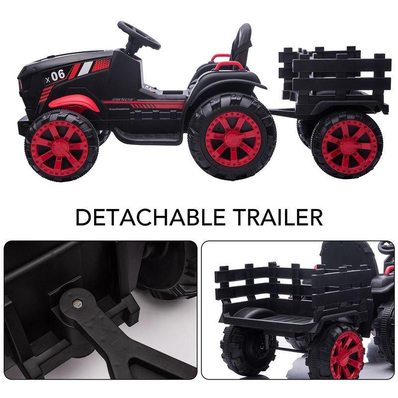 12V Kids Ride On Tractor with Trailer Battery Powered Electric Vehicles Toy