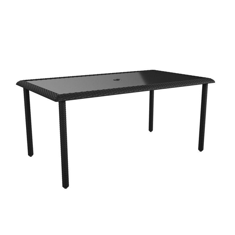 Black Steel and Glass Rectangular Patio Dining Table