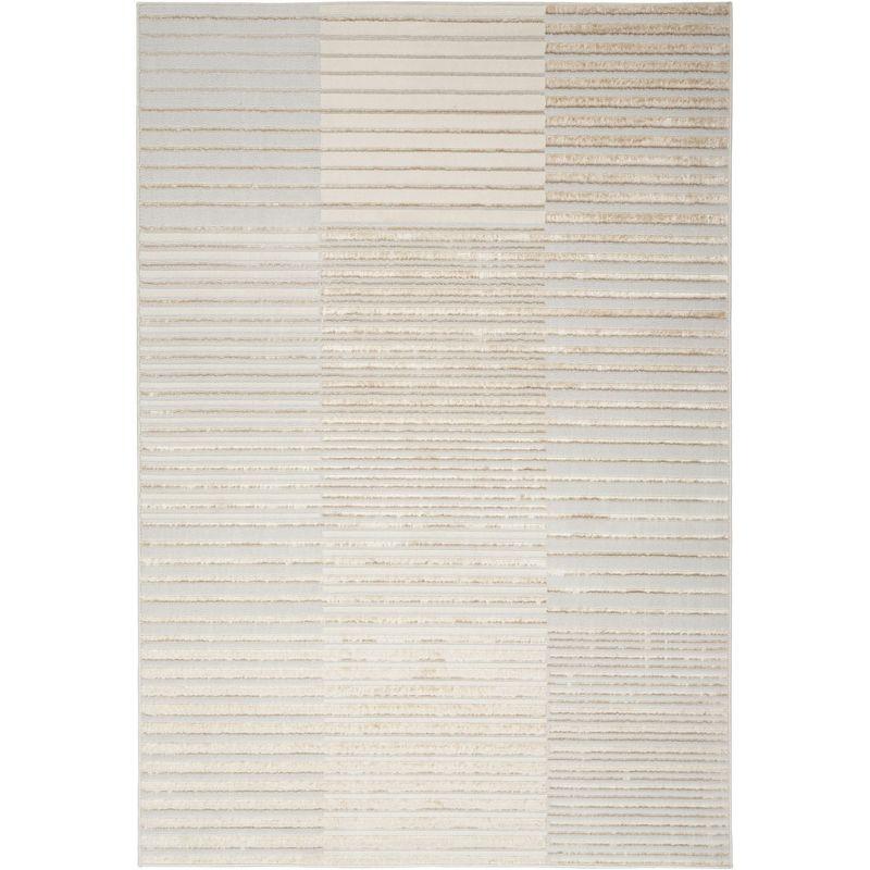 Brushstrokes Abstract Machine Woven Polyester/Polypropylene Area Rug in Beige