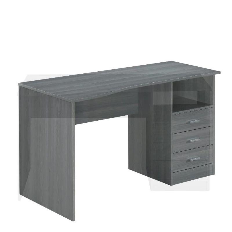 Classic Computer Desk with Multiple Drawers Gray - Techni Mobili: Office Workstation, Laminated Particle Board