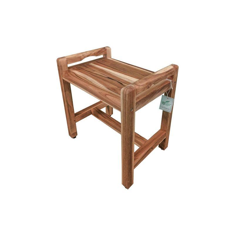 20" Eleganto ED982 Wide Teak Shower Bench with Handles - EcoDecors