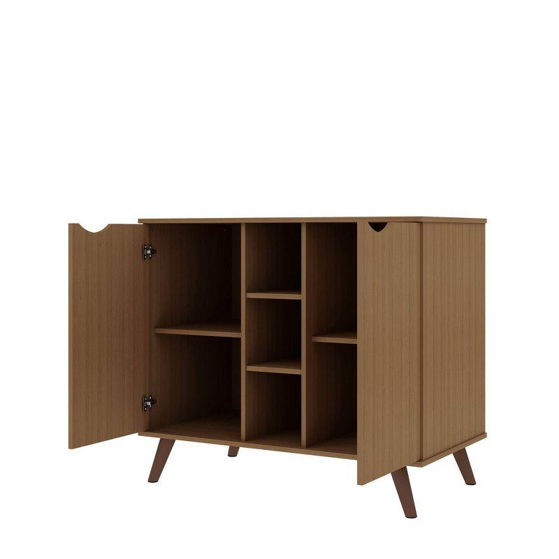 Manhattan Comfort 39.37" Hampton Buffet Stand Maple Cream: Mid-Century Modern Sideboard, Fixed Shelves