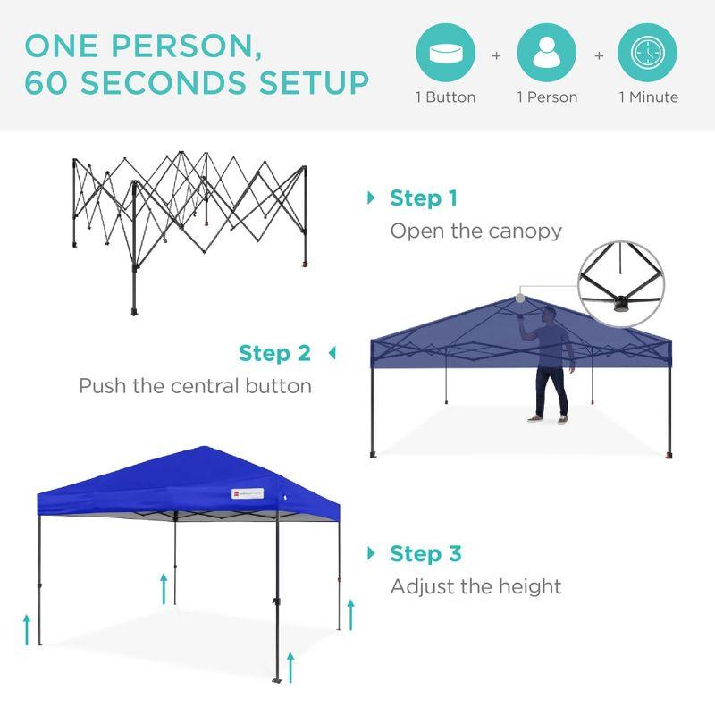 Best Choice Products 8x8ft Easy Setup Pop Up Canopy w/ 1-Button Setup, Wheeled Case, 4 Weight Bags